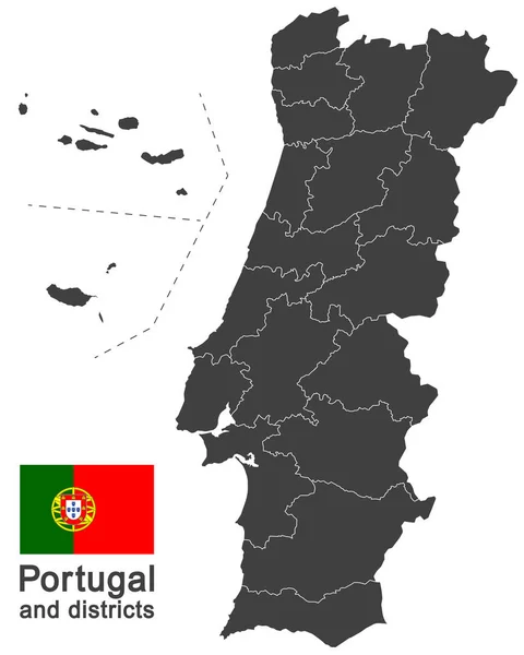 Portugal and districts — Stock Vector