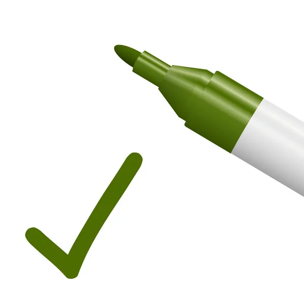 Μολύβι με πράσινο σήμα ελέγχου — Διανυσματικό Αρχείο