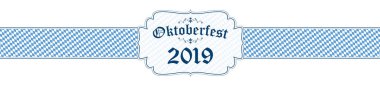 Oktoberfest banner with text Oktoberfest 2019 clipart