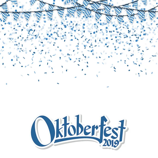 Oktoberfest 2019 ghirlande con coriandoli — Vettoriale Stock