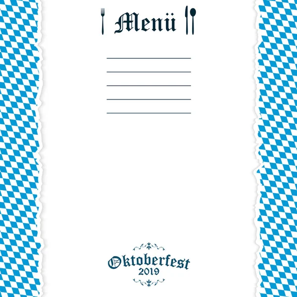 Menü için yırtık kağıt Oktoberfest 2019 arka plan — Stok Vektör