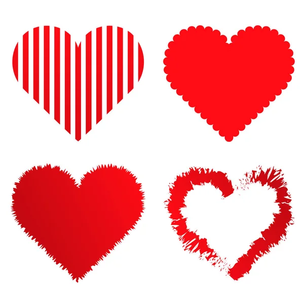 4 valentine love hearts collection — Stock Vector