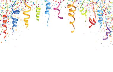 colored confetti and streamers clipart