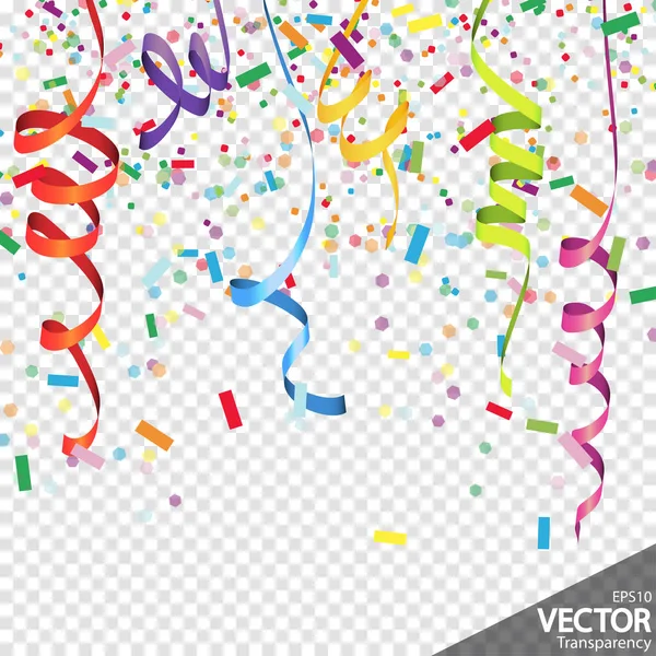 Confetti and streamers party background — Stock Vector