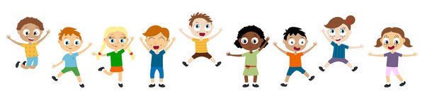 Счастливые дети веселятся
