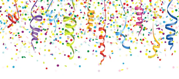 Confettis et banderoles de couleur sans couture — Image vectorielle