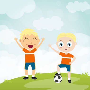 mutlu top oynayan çocuklar - iki futbolcu