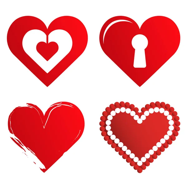4 valentine miłości serc kolekcji — Wektor stockowy
