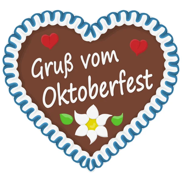 Cuore di pan di zenzero Oktoberfest 2019 2020 — Vettoriale Stock