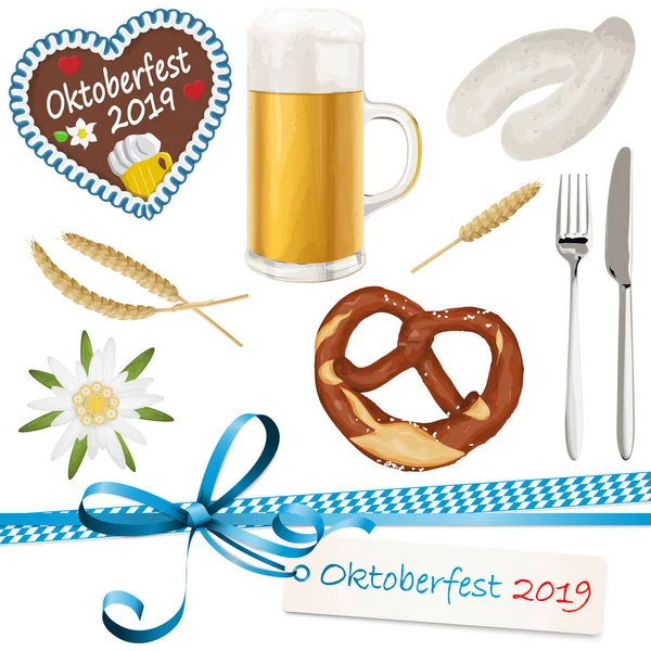 Sbírka objektů Oktoberfest 2019 — Stockový vektor