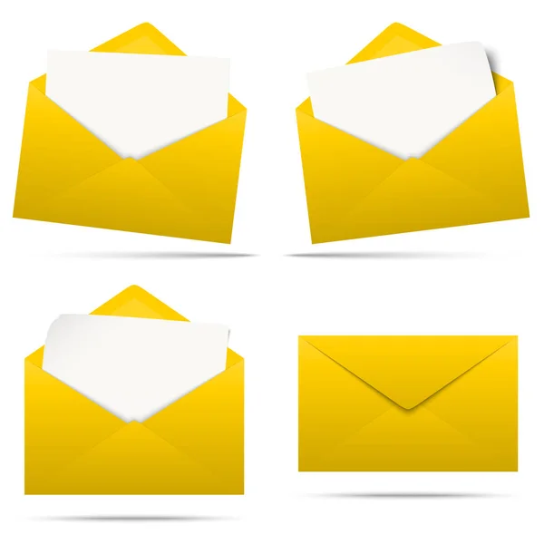 Enveloppes colorées avec du papier vide — Image vectorielle