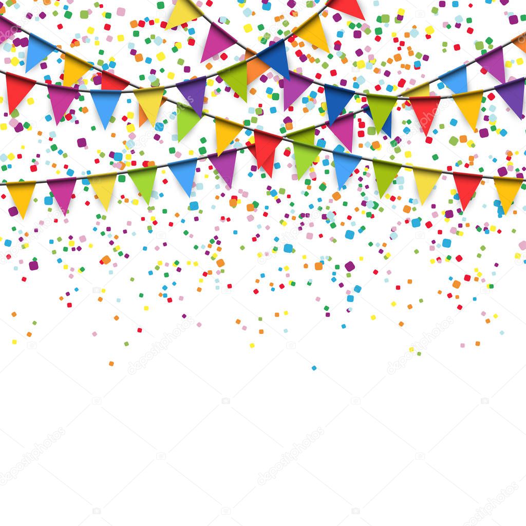 colored confetti and garlands background