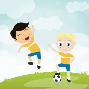 mutlu top oynayan çocuklar - iki futbolcu