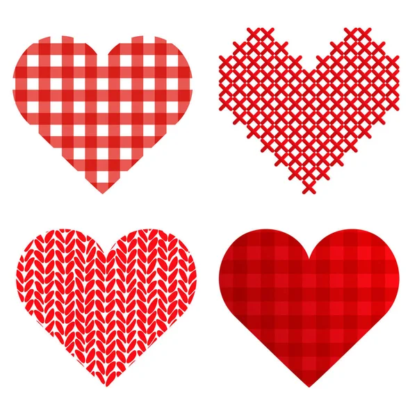 4 valentine love hearts collection — Stock Vector