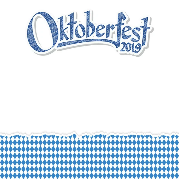 Oktoberfest 2019 Hintergrund mit zerrissenem Papier — Stockvektor