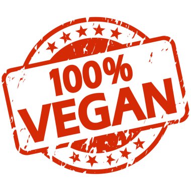 Banner ile kırmızı grunge damga% 100 vegan
