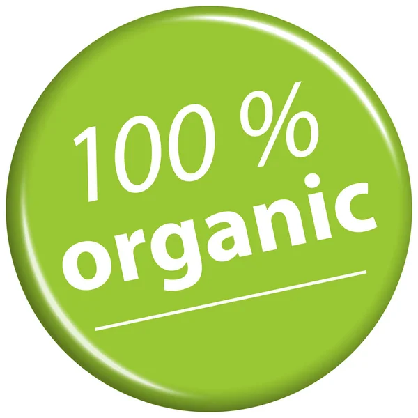 Magnete verde con testo 100% organico — Vettoriale Stock