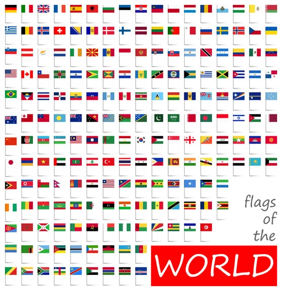 Alle vlaggen van het land van de wereld — Stockvector