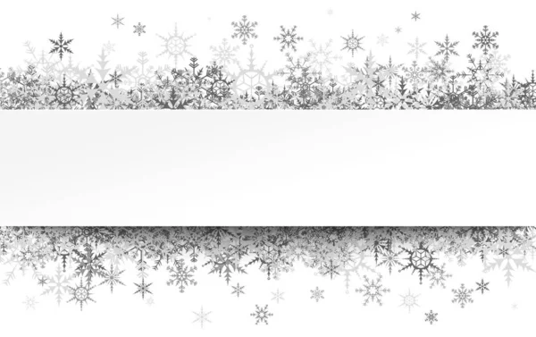 Flocos de neve atrás de quadro branco vazio —  Vetores de Stock