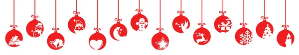 Collectie van opknoping van de kerstballen met Kerst iconen — Stockvector