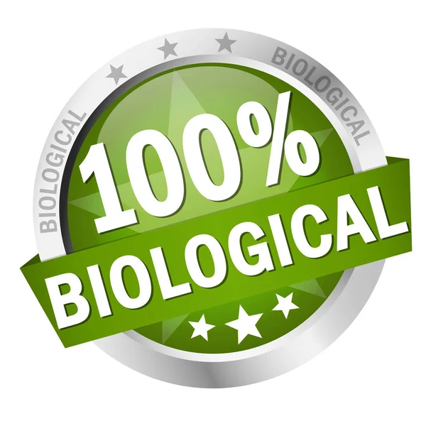 Schaltfläche mit Banner 100% biologisch — Stockvektor