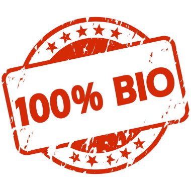 Banner% 100 organik ile kırmızı grunge damgası (Almanca)