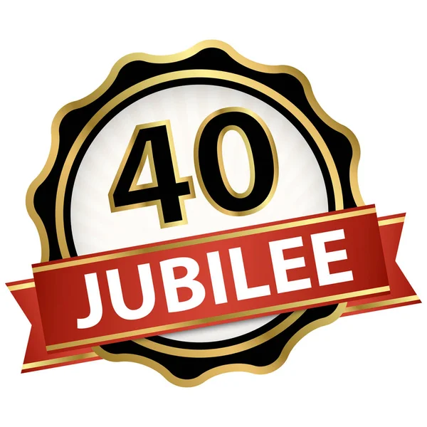 Jubileums knapp med banner 40 år — Stock vektor