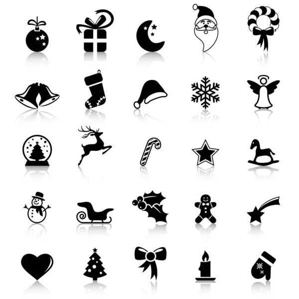 Collectie Kerst iconen met reflectie — Stockvector