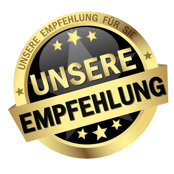 Przycisk z transparentem Nasza rekomendacja (w języku niemieckim) — Wektor stockowy