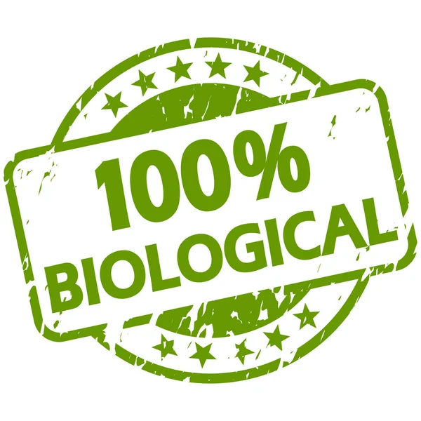 Green Grunge Stempel mit Banner 100% biologisch — Stockvektor