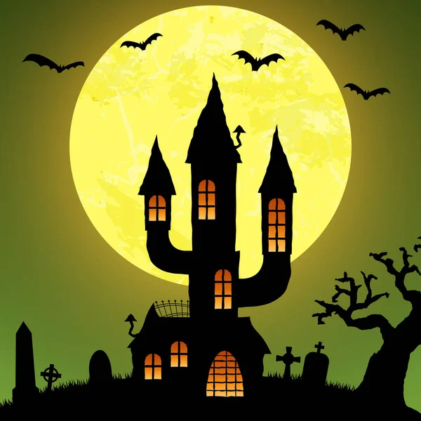 Halloween assustador castelo fundo — Vetor de Stock