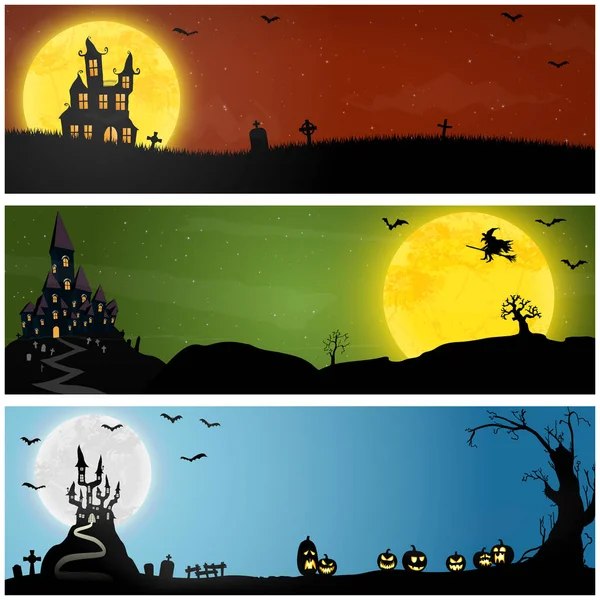 Scary Halloween background collection — Stock Vector