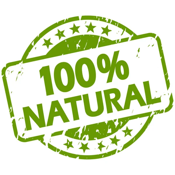 Selo grunge verde com banner 100% natural — Vetor de Stock