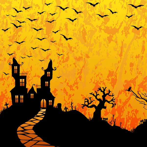 Halloween assustador castelo fundo — Vetor de Stock