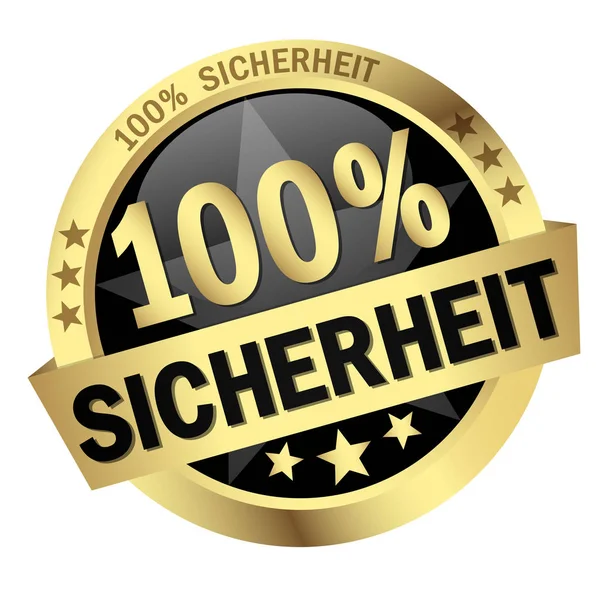 Botão com banner 100% Sicherheit — Vetor de Stock