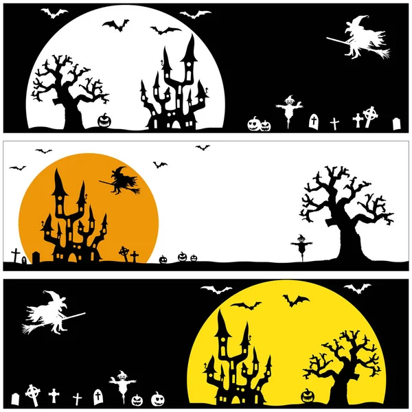 Scary Halloween background collection — Stock Vector