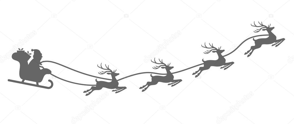 Santa Claus with sled and reindeers