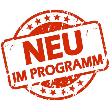Banner ile kırmızı damga Yeni program (Almanca)