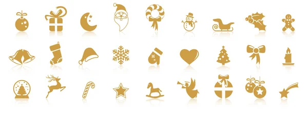 Collection christmas icons with reflection — Stock Vector