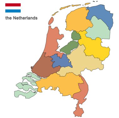 Hollanda ve bölgelerin renkli siluetleri