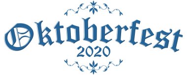 EPS 10 vektör dosyası mavi ve beyaz başlıklı ve metin Oktoberfest 2020