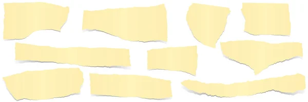 Zbiór Żółtych Kolorowych Skrawków Papieru Cieniami — Wektor stockowy