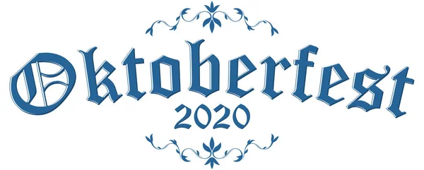 Eps Vektör Dosyası Mavi Beyaz Başlıklı Metin Oktoberfest 2020 — Stok Vektör