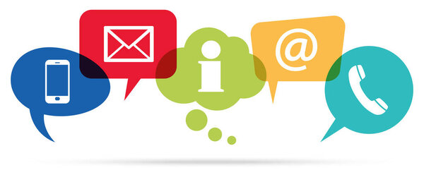 цветные речевые пузыри с иконками связи