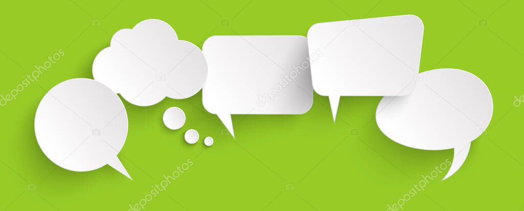 illustration of five speech bubbles with shadow looking like stickers