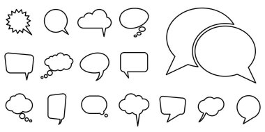 Konuşma baloncukları ve düşünce kabarcıklarının metin için alanı olan koleksiyonu