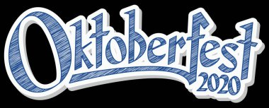 mavi ve beyaz başlık karalama deseni ve metin Oktoberfest 2020