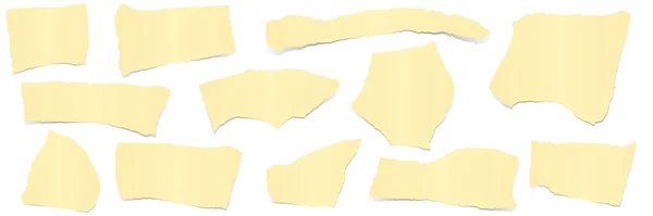 Coleção Pedaços Coloridos Amarelos Papéis Com Sombras — Vetor de Stock