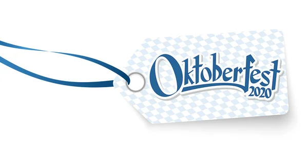 Visačka Modrým Bílým Kostkovaným Vzorem Textem Vítejte Oktoberfestu 2020 Němčině — Stockový vektor