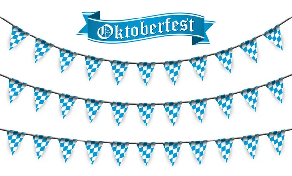 Oktoberfest 2020 Garlands Having Blue White Checkered Pattern Text Oktoberfest — Stock Vector